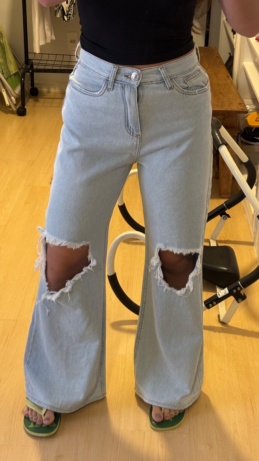 Calça jeans wide leg C&A